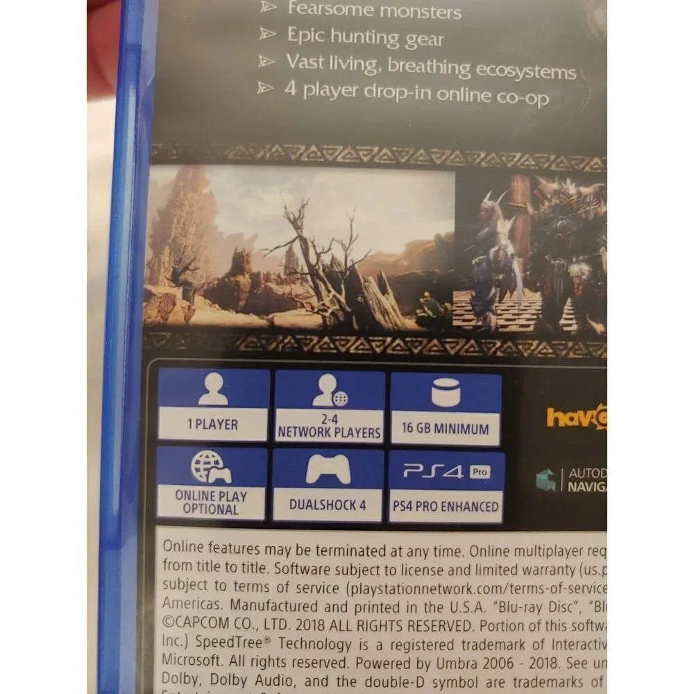 Monster Hunter WORLD Sony Playstation 4 PS4 Blu-Ray Disc Game